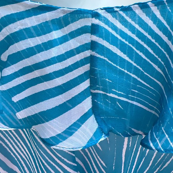 Milly of New York Sleeveless V-Neck Midi Dress Blue & White Size 10 - Picture 8 of 12